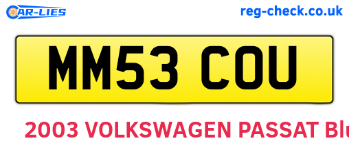 MM53COU are the vehicle registration plates.
