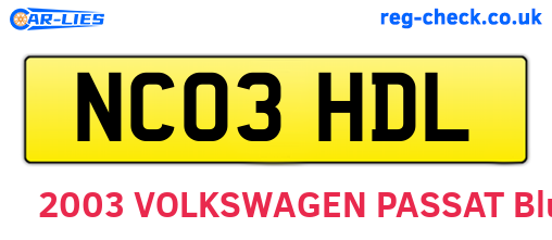NC03HDL are the vehicle registration plates.