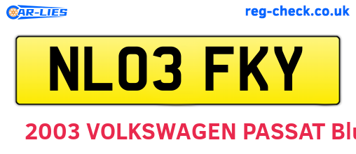 NL03FKY are the vehicle registration plates.