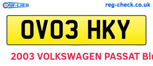 OV03HKY are the vehicle registration plates.