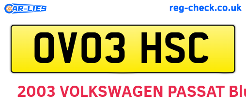 OV03HSC are the vehicle registration plates.
