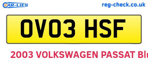 OV03HSF are the vehicle registration plates.