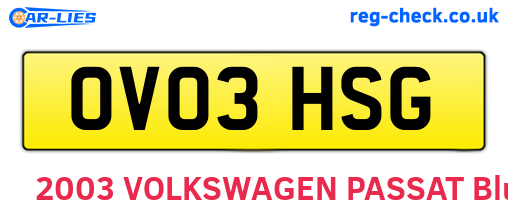 OV03HSG are the vehicle registration plates.