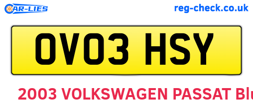 OV03HSY are the vehicle registration plates.