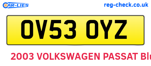 OV53OYZ are the vehicle registration plates.