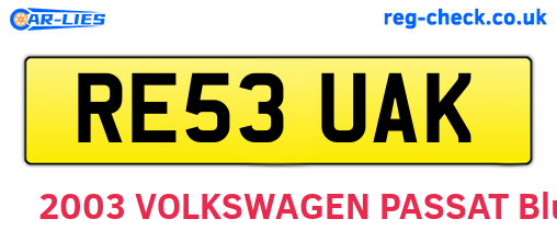 RE53UAK are the vehicle registration plates.
