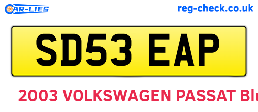 SD53EAP are the vehicle registration plates.