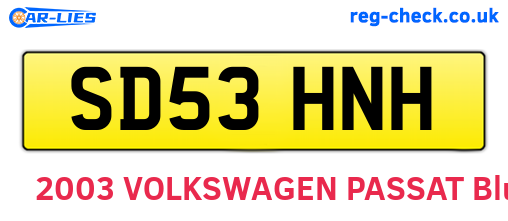 SD53HNH are the vehicle registration plates.