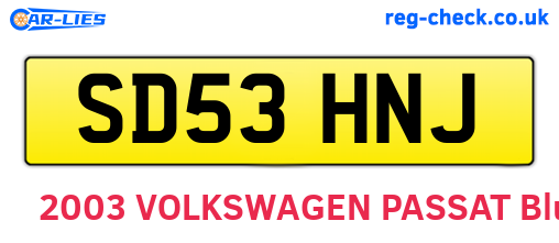 SD53HNJ are the vehicle registration plates.