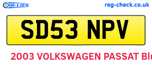 SD53NPV are the vehicle registration plates.