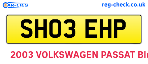 SH03EHP are the vehicle registration plates.