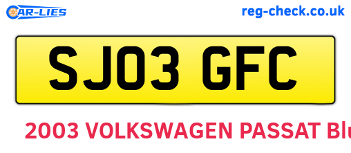 SJ03GFC are the vehicle registration plates.