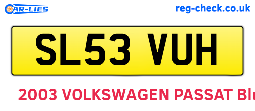 SL53VUH are the vehicle registration plates.