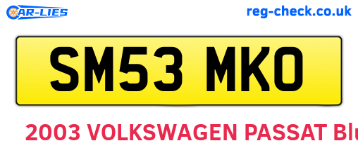 SM53MKO are the vehicle registration plates.