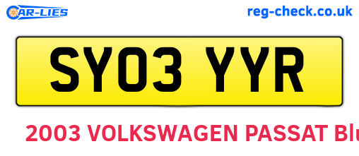 SY03YYR are the vehicle registration plates.