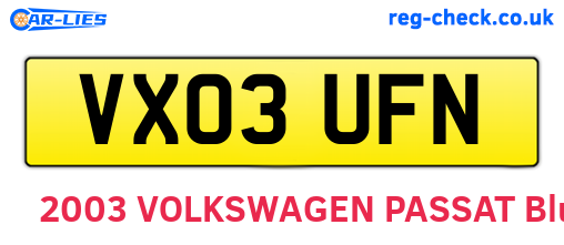 VX03UFN are the vehicle registration plates.