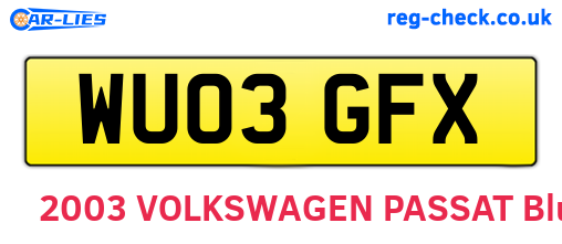 WU03GFX are the vehicle registration plates.