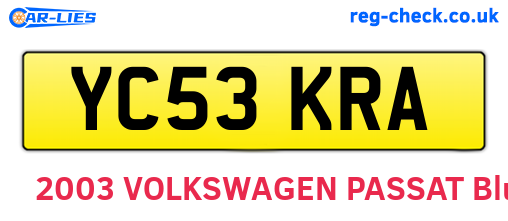 YC53KRA are the vehicle registration plates.