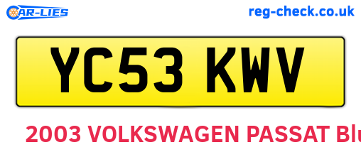 YC53KWV are the vehicle registration plates.