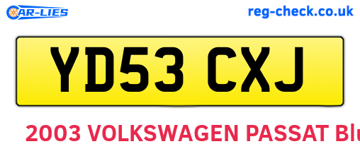 YD53CXJ are the vehicle registration plates.