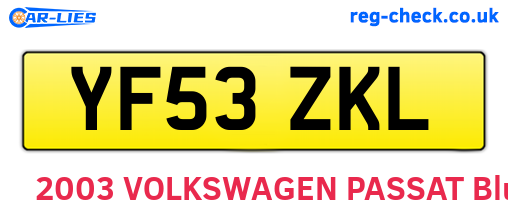 YF53ZKL are the vehicle registration plates.