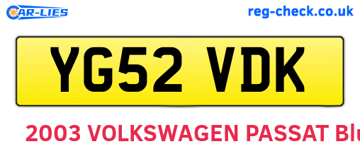 YG52VDK are the vehicle registration plates.