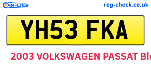 YH53FKA are the vehicle registration plates.