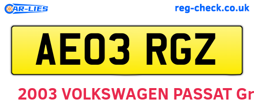 AE03RGZ are the vehicle registration plates.