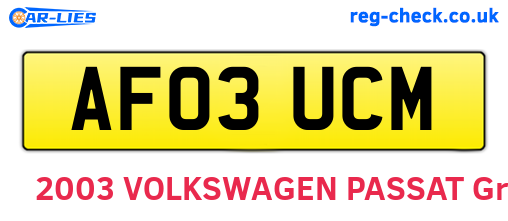 AF03UCM are the vehicle registration plates.