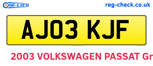 AJ03KJF are the vehicle registration plates.