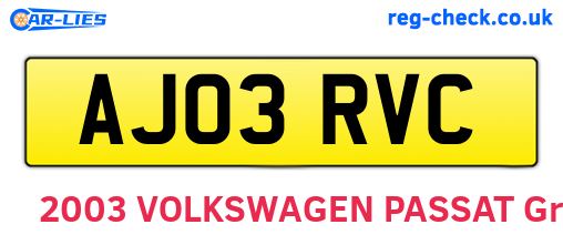 AJ03RVC are the vehicle registration plates.