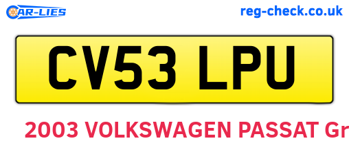 CV53LPU are the vehicle registration plates.