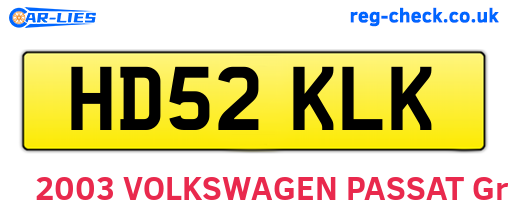 HD52KLK are the vehicle registration plates.