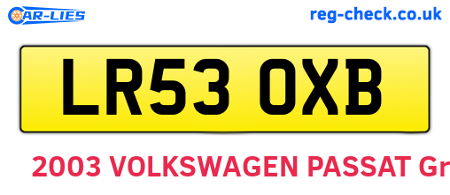 LR53OXB are the vehicle registration plates.
