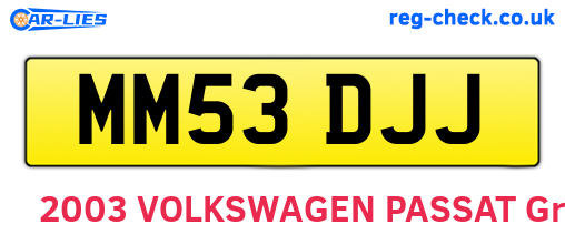 MM53DJJ are the vehicle registration plates.