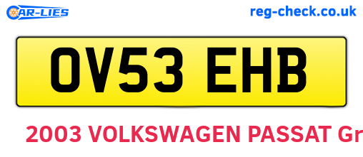 OV53EHB are the vehicle registration plates.