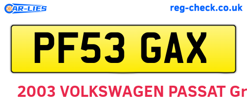 PF53GAX are the vehicle registration plates.