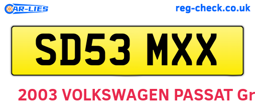 SD53MXX are the vehicle registration plates.