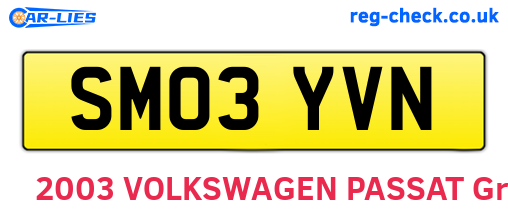 SM03YVN are the vehicle registration plates.