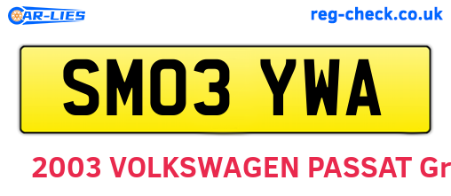 SM03YWA are the vehicle registration plates.