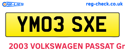 YM03SXE are the vehicle registration plates.