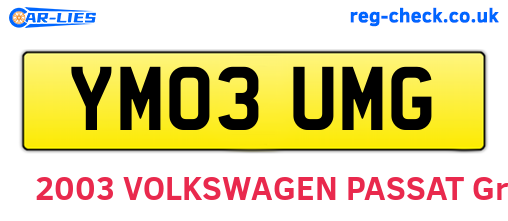 YM03UMG are the vehicle registration plates.
