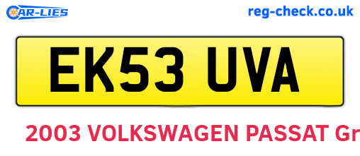 EK53UVA are the vehicle registration plates.