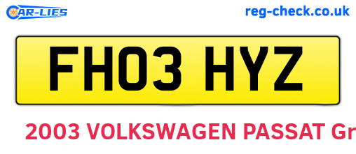 FH03HYZ are the vehicle registration plates.