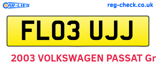 FL03UJJ are the vehicle registration plates.