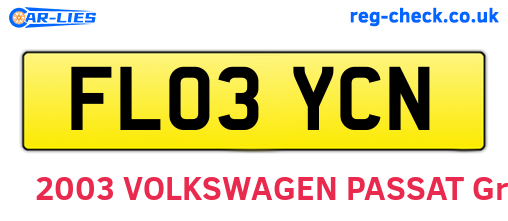 FL03YCN are the vehicle registration plates.