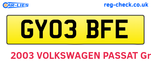 GY03BFE are the vehicle registration plates.