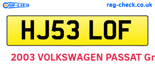HJ53LOF are the vehicle registration plates.