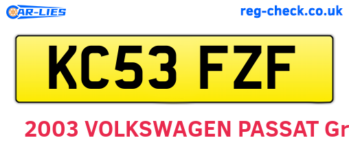 KC53FZF are the vehicle registration plates.