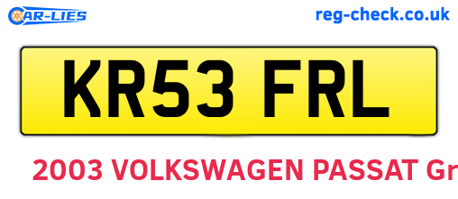 KR53FRL are the vehicle registration plates.